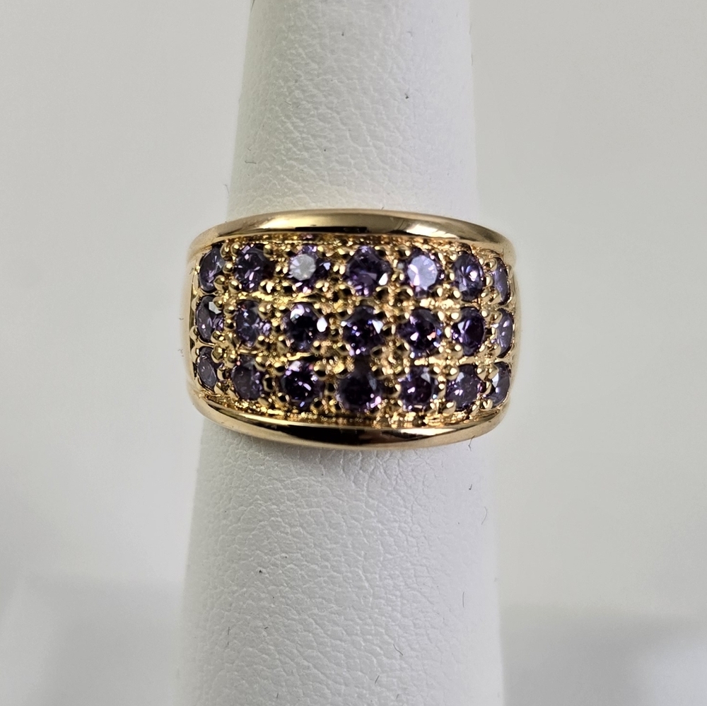 Gold Sterling Silver 925 Amethyst Ring